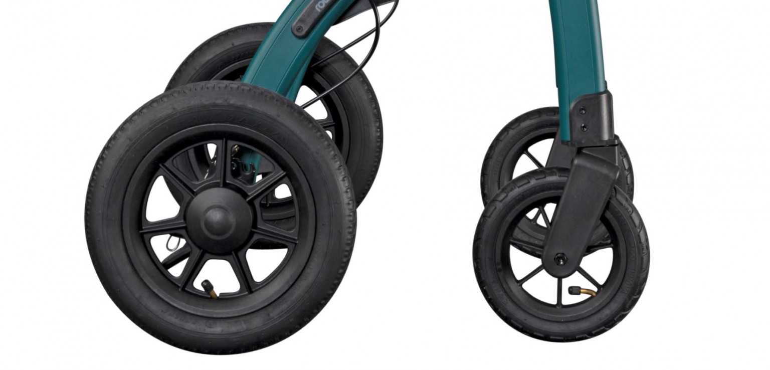 Rollator with pneumatic tires for bumpy roads — Rollz International