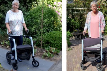 Vrouw met een Rollz Motion Rhythm Parkinsonrollator