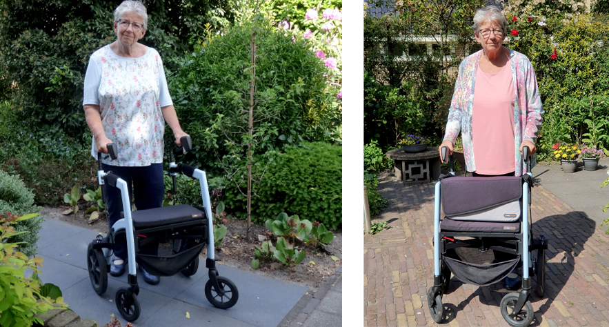 Vrouw met een Rollz Motion Rhythm Parkinsonrollator