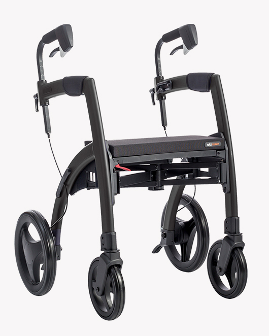 Zwarte Rollz Motion Rhythm rollator vanuit zijpositie