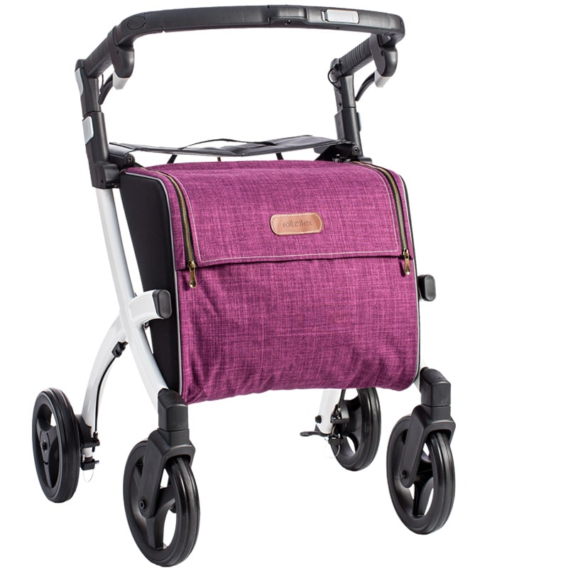 Stabiele rollator Rollz Flex met grote boodschappentas