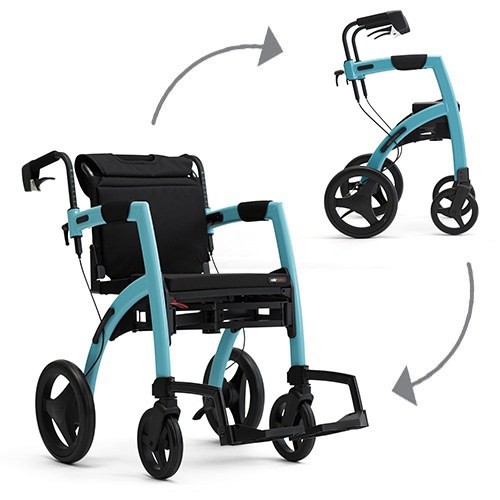 De Rollz Motion 2 rollator en rolstoel in Island Blue.