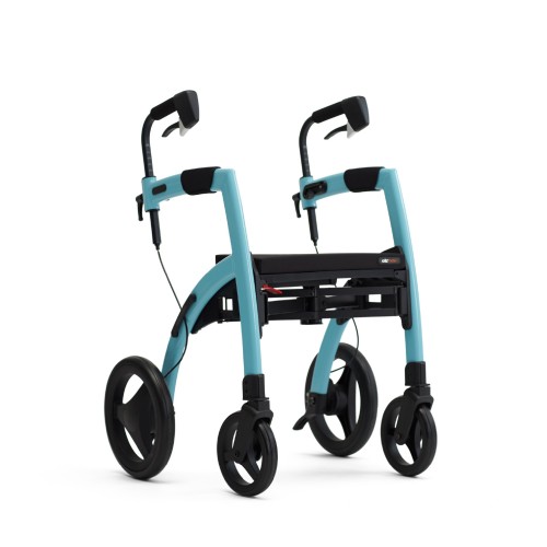 The Rollz Motion Island Blue in rollator position