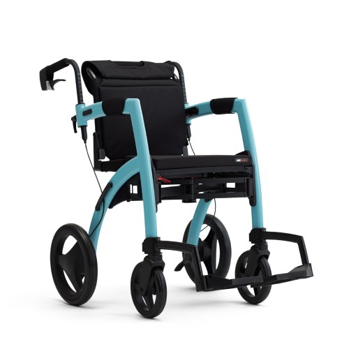 The Rollz Motion Island Blue in wheelchair position