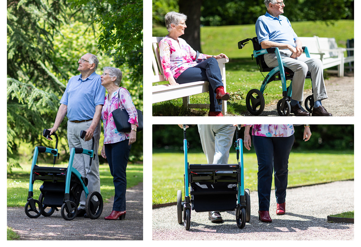 Couple spending a day in a park while the man uses a Rollz Motion