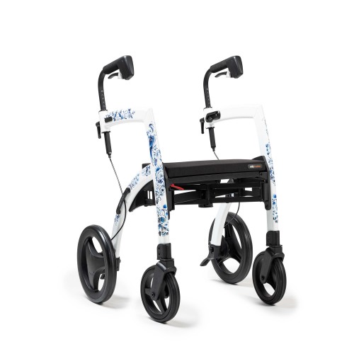 Rollz Motion Delft Blue rollator van voren in rollator vorm