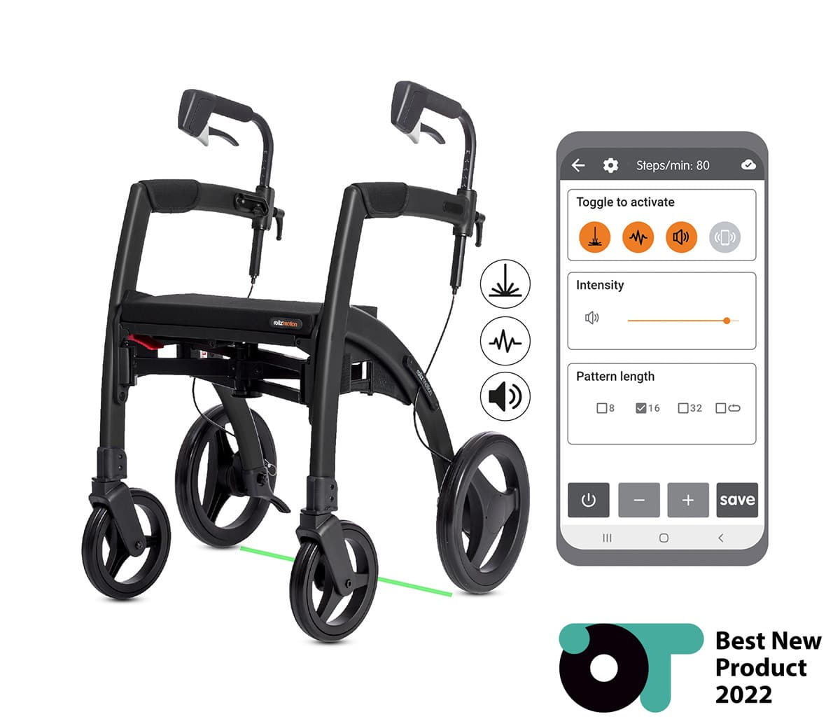 Parkinson rollator bekroond met Beste Nieuwe Product 2022 op de OT Show in het VK