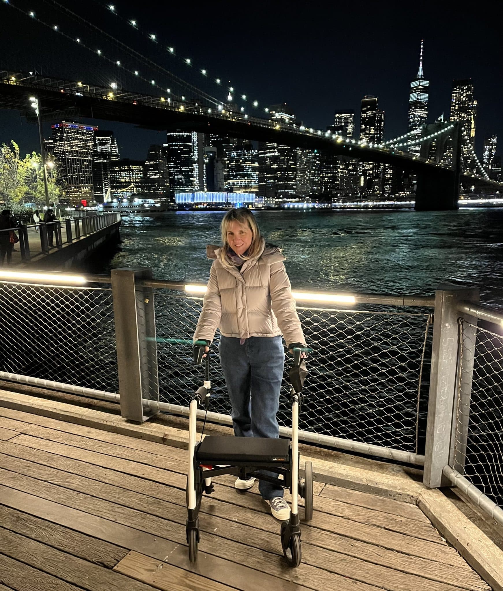 Ardra walking with a Rollz Motion rollator